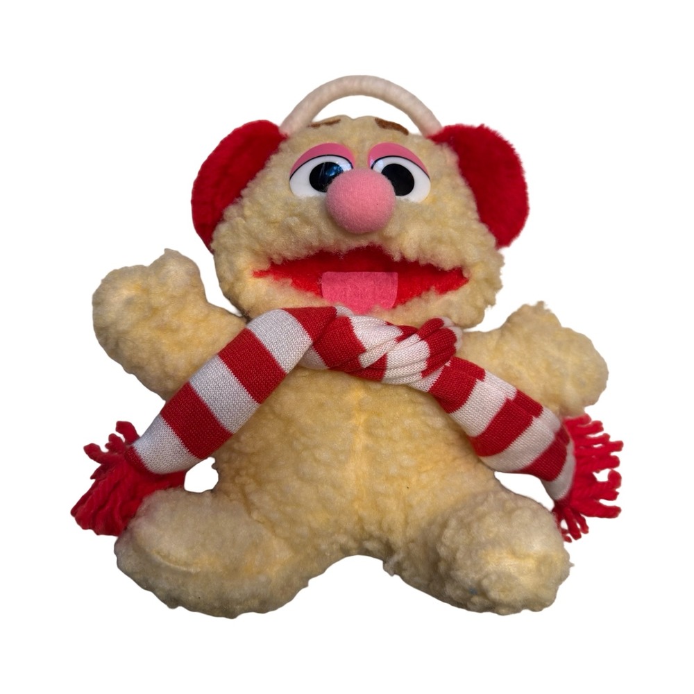 Vintage 1987 Muppets Fozzie Bear Plush Winter‎ Scarf Earmuffs Henson Associates